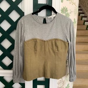 Tibi Size 2 Corset Style Top Grey and Army Green